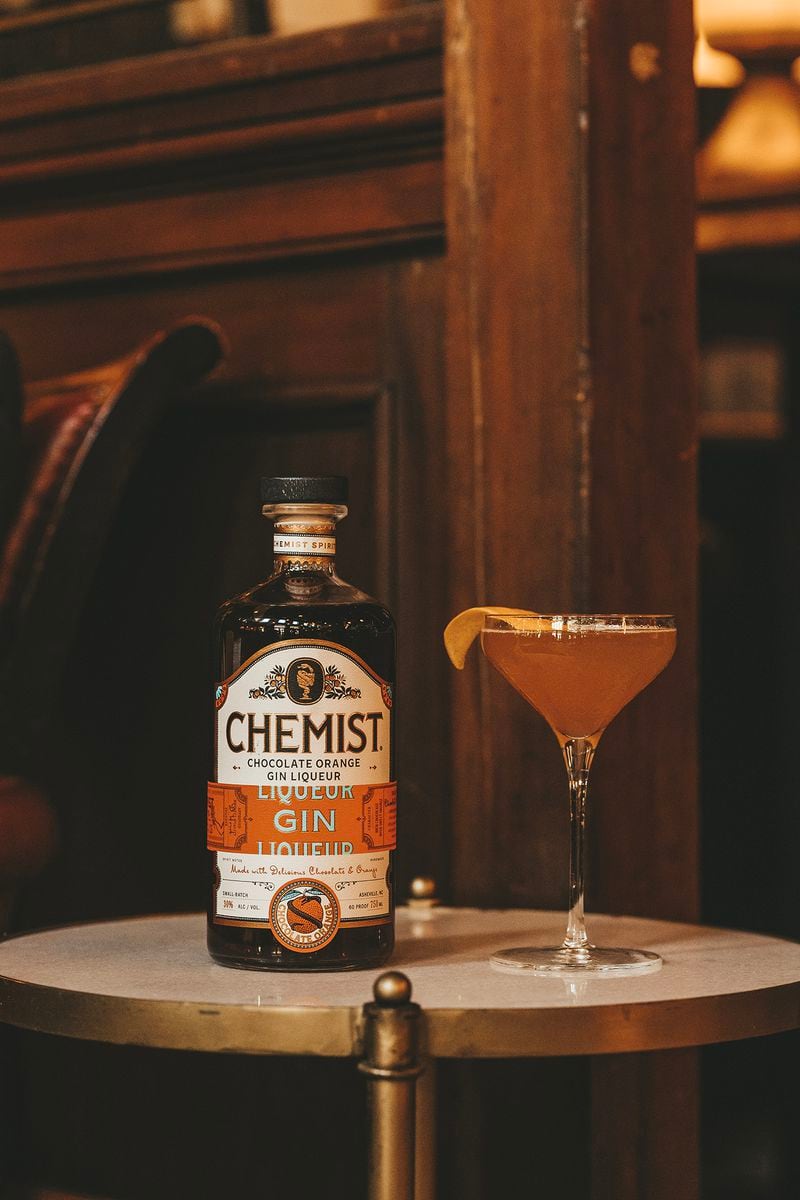 Distillery Chemist Spirits combines chocolate and orange with gin in its holiday liqueur. Courtesy of Chemist Spirits