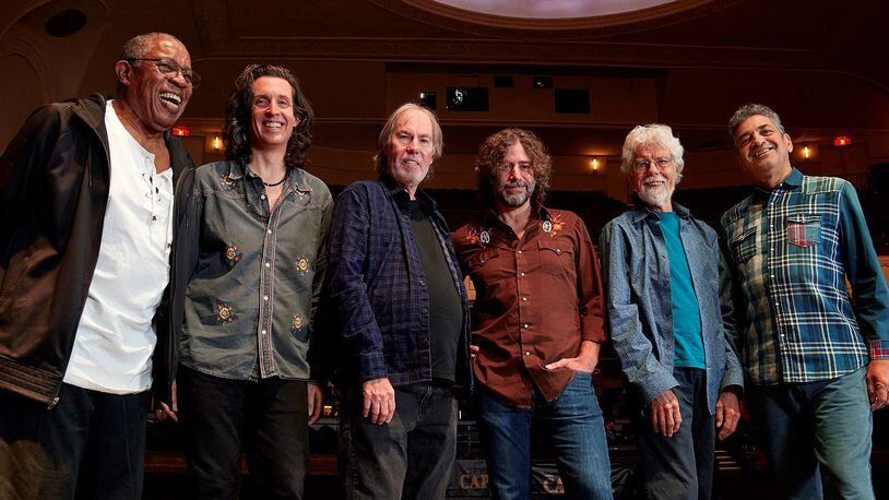 Little Feat revisits a classic double album, "Waiting for Columbus," in concert in Atlanta. The members of the band are (from the left): Sam Clayton, Scott Sharrard, Bill Payne, Tony Leone, Fred Tackett and Kenny Gradney. Photo: Hank Randall