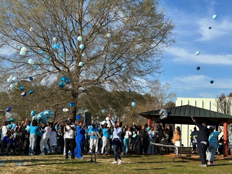 Hundreds attended a balloon release in honor of Kyron Zarco on Wednesday March 13, 2024 at the Heard Park in Athens.