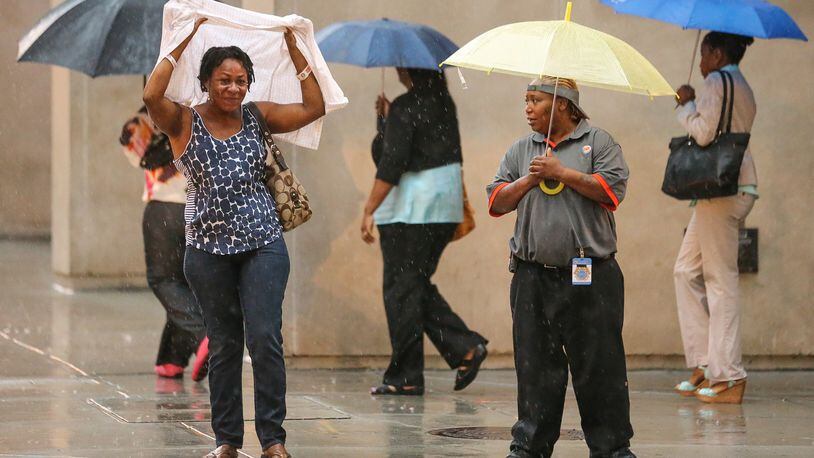Rain and thunderstorms began moving into metro Atlanta during the latter stages of Friday’s morning commute.