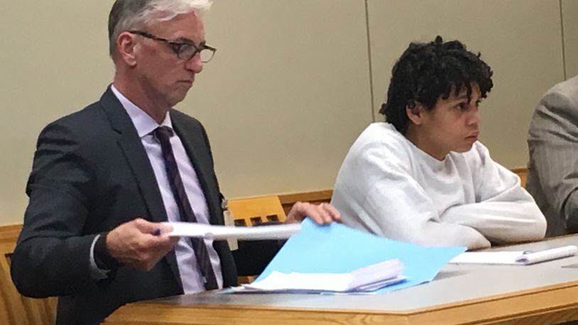 Caziah Brown, 15, appeared in Gwinnett County Magistrate Court on Wednesday alongside attorney Scott Estes.