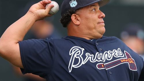 Braves pitcher Bartolo Colon said after his second spring-training start Thursday that he’s undecided about whether he’ll pitch in the World Baseball Classic this month. It had been reported that he would join the Dominican Republic team after the first round, provided it advanced in the international tournament. (Curtis Compton/ccompton@ajc.com)
