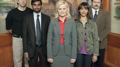 Rashida Jones (second from right), who appeared in the TV series “Community,” is the voice in the Southwest Airlines commercials. Photo from NBC