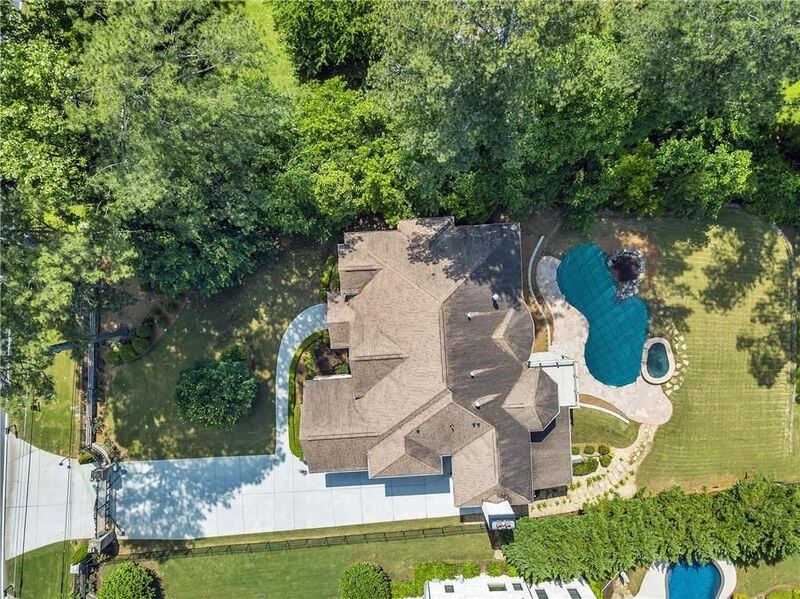 An aerial view of the massive Decatur home.