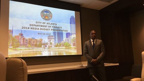 City of Atlanta CFO Jim Beard talks about city’s $637 million budget, which includes raising public safety assessment for 911 improvements. LEON STAFFORD/LSTAFFORD@AJC.COM.