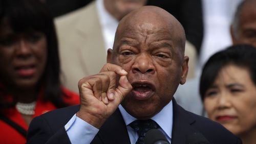WASHINGTON, DC - JULY 30: U.S. Rep. John Lewis (D-GA) speaks as during a rally in front of the U.S. Capitol July 30, 2015 on Capitol Hill in Washington, DC. House Democrats held the rally to commemorate the 50th anniversary of the Voting Rights Act. (Photo by Alex Wong/Getty Images)