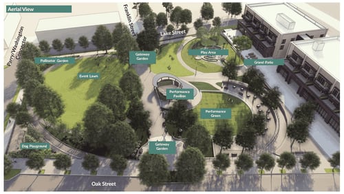 This is a rending of the most recent Town Green plans.