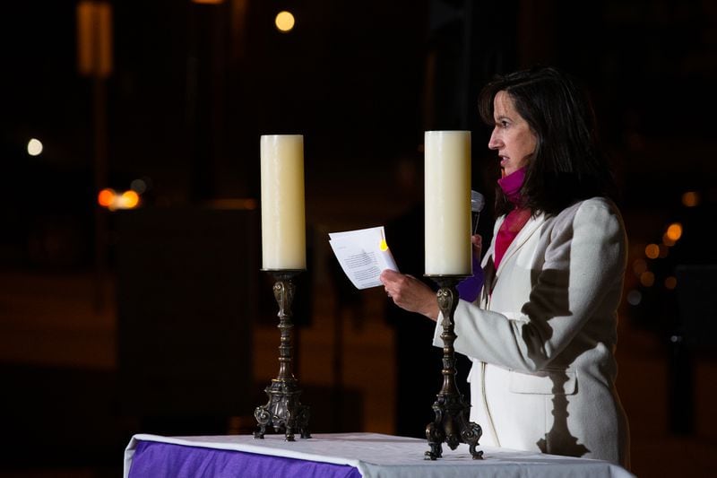 Paige Alexander, CEO of the Carter Center, at the Atlanta peace vigil on Jan. 3, 2021. The Carter Center is partnering with Atlanta to improve access to COVID-19 information for women. CHRISTINA MATACOTTA FOR THE ATLANTA JOURNAL-CONSTITUTION