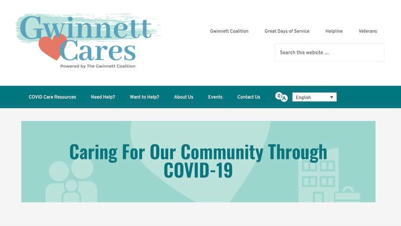 Gwinnett Cares has launched a new and improved website at www.GwinnettCares.org to quickly provide residents with helpful resources related to COVID-19 care, assistance for those adversely affected, and opportunities to lend support in the community.  (Courtesy Gwinnett Cares and the Gwinnett Coalition)