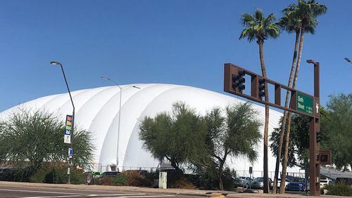 Outside view of Arizona State's indoor practice bubble. (By D. Orlando Ledbetter/dledbetter@ajc.com)