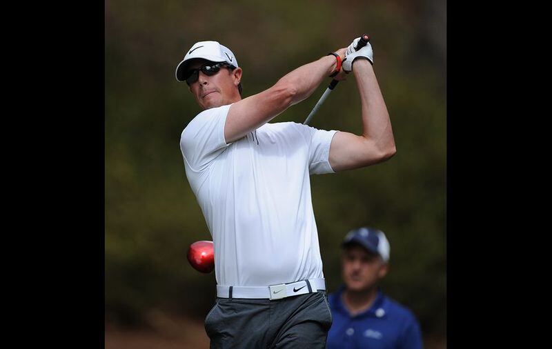 Atlanta Falcons quarterback Matt Ryan watches his ball fly through the air after teeing off Monday during the Third Annual Matt Ryan Celebrity-Am Classic at TPC Sugarloaf. His golf tournament benefits Children's Healthcare of Atlanta. (By Johnny Crawford)