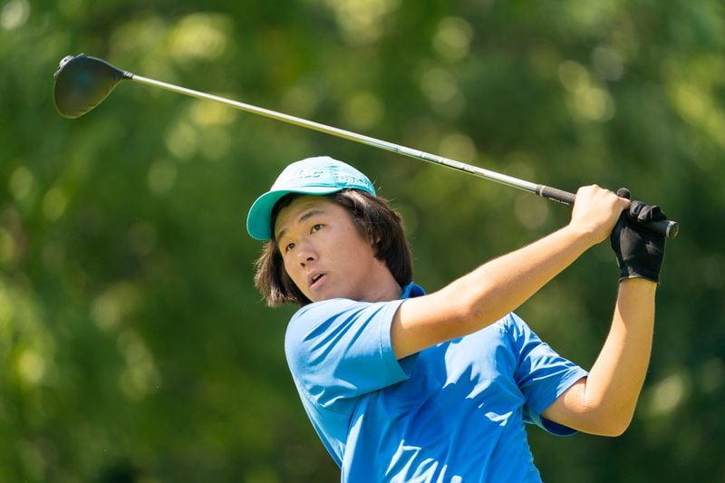 Ethan Gao hits his shot from the fifth tee during the final round of the 46th Boys and Girls Junior PGA Championship held at Cog Hill Golf & Country Club on Aug. 5 in Lemont, Illinois. (Photo by Hailey Garrett/PGA of America)