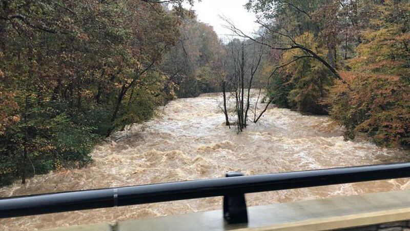 Sope Creek in Cobb County is flooding, Channel 2 Action News reported.