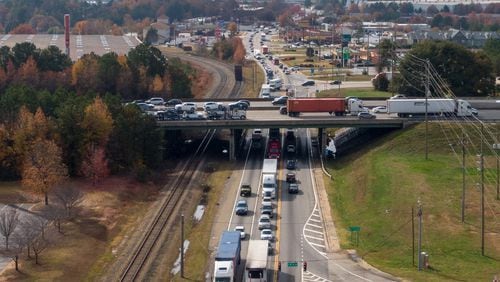 An aerial photograph from November shows congestion at  Ga. 155 and Interstate 75, one of Henry County's biggest traffic headaches.
