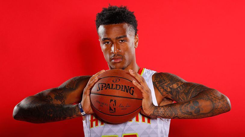 John Collins of the Atlanta Hawks poses for portraits during media day at Emory Sports Medicine Complex on September 24, 2018 in Atlanta, Georgia.  (Photo by Kevin C. Cox/Getty Images)