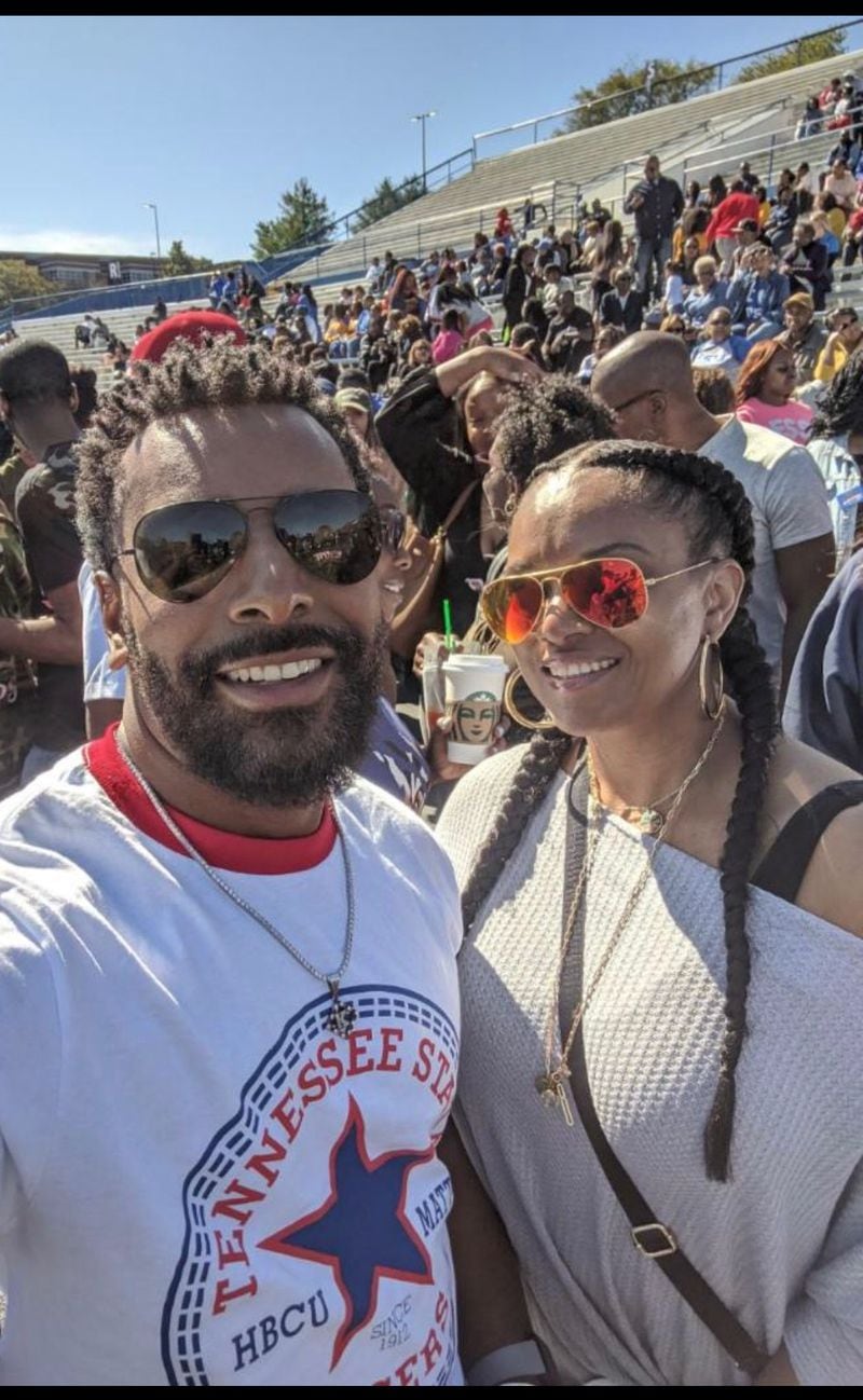 The selfie Tiran Jackson snapped with Kaye Ross at Tennessee State University's 2019 Homecoming on the day they met. Courtesy of Tiran Jackson