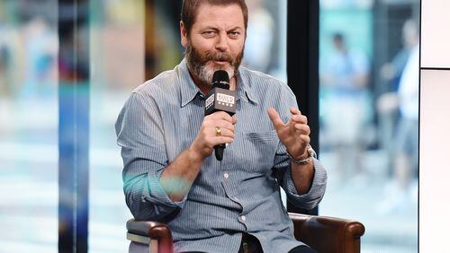 NEW YORK, NY - JUNE 28: Actor Nick Offerman discusses "Look & See" at Build Studio on June 28, 2017 in New York City. (Photo by Nicholas Hunt/Getty Images)