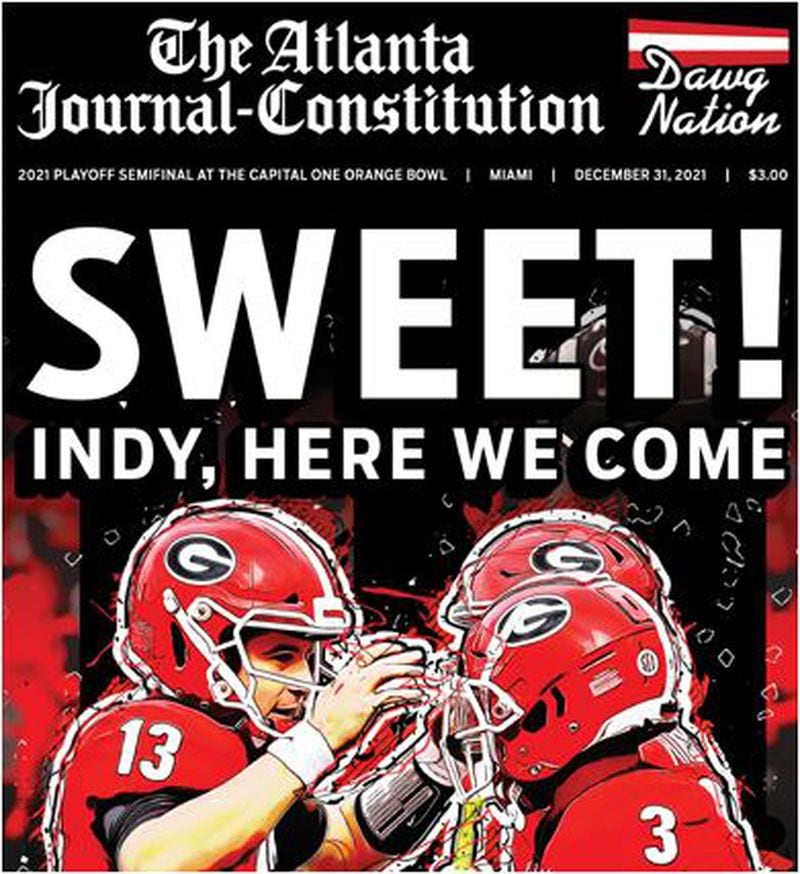 Georgia Orange Bowl field edition front page from The Atlanta Journal-Constitution