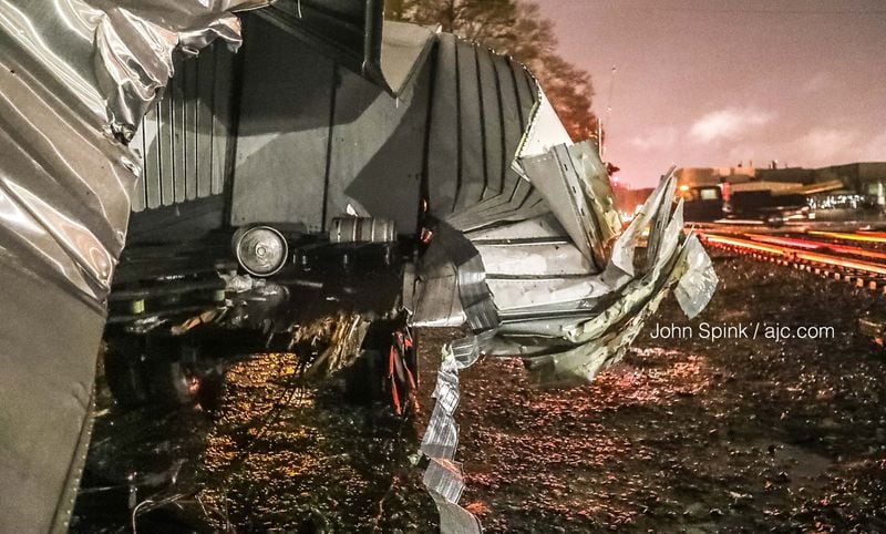 A tractor-trailer hauling beer was split in half when a train came through the crossing on Old Griffin Road before Griffin Street.  