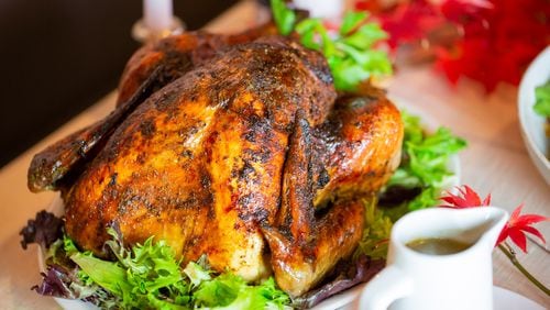Roasted turkey (Pavochon Style) for special Thanksgiving menu at Jimmy'Z Kitchen. Photo taken Tuesday November 18, 2021 at Jimmy'Z Kitchen - 2468 Windy Hill Rd SE #600, Marietta, GA 30067 (Ryan Fleisher for The Atlanta Journal-Constitution)