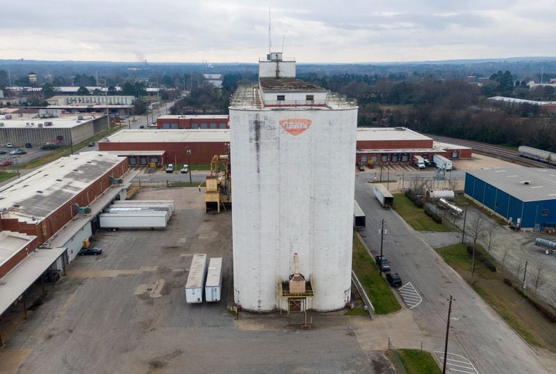 Aerial photography shows the Campbell Soup plant (formerly Tom's Foods and Lance Foods) in Columbus on Friday, February 26, 2021. Campbell Soup Company announced plans to close its Columbus manufacturing facility by spring 2022. The plant produces candy, crackers, cookies, nuts and bars. It was once known as Tom's Foods. (Hyosub Shin / Hyosub.Shin@ajc.com)