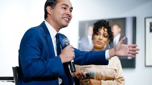 U.S. Democratic presidential candidate Julián Castro participates in a conversation with Angela Rye at Paschal's on November 19, 2019, in Atlanta. Elijah Nouvelage for The Atlanta Journal-Constitution