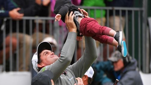 Wheeeee: Logan, your dad Keegan Bradley just won the BMW Championship and an invitation to East Lake next week. (Drew Hallowell/Getty Images)