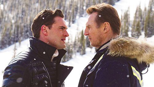 Liam Neeson, right, plays a grieving father who faces off against a drug lord (Tom Bateman). Contributed by Doane Gregory, Summit Entertainment/Lionsgate