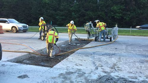 Beginning at 7 p.m. Friday, Dec. 28, a concrete slab replacement project will create lane closures on Interstate 985 and Interstate 85 northbound in Buford. Courtesy Precision 2000