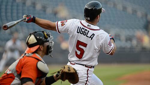 Dan Uggla went 2-for-4 with a home run and a single Tuesday night in Triple-A Gwinnett in what he and the Braves expected to be the final outing his two-game injury rehabilitation assignment.