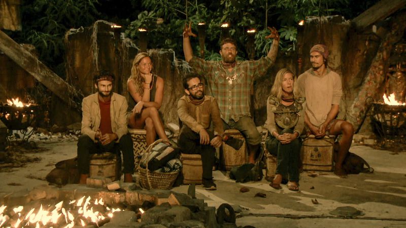 "The Survivor Devil" - Ryan Ulrich, Ashley Nolan, Mike Zahalsky, Ben Driebergen, Chrissy Hofbeck and Devon Pinto at Tribal Council on the thirteenth episode of SURVIVOR 35, themed Heroes vs. Healers vs. Hustlers, airing Wednesday, December 13 (8:00-9:00 PM, ET/PT) on the CBS Television Network. Photo: Screen Grab/CBS ÃÂ©2017 CBS Broadcasting Inc. All Rights Reserved.