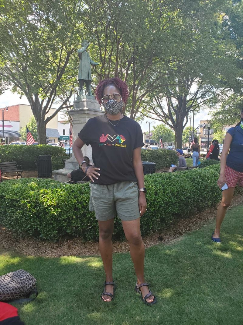 Chrissy McGuire attended the Cobb NAACP Juneteenth rally on Friday, June 19 2020. 