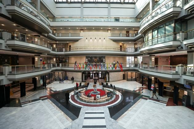 The atrium of Atlanta City Hall is shown, Tuesday, February 7, 2023, in Atlanta. Jason Getz / Jason.Getz@ajc.com)
