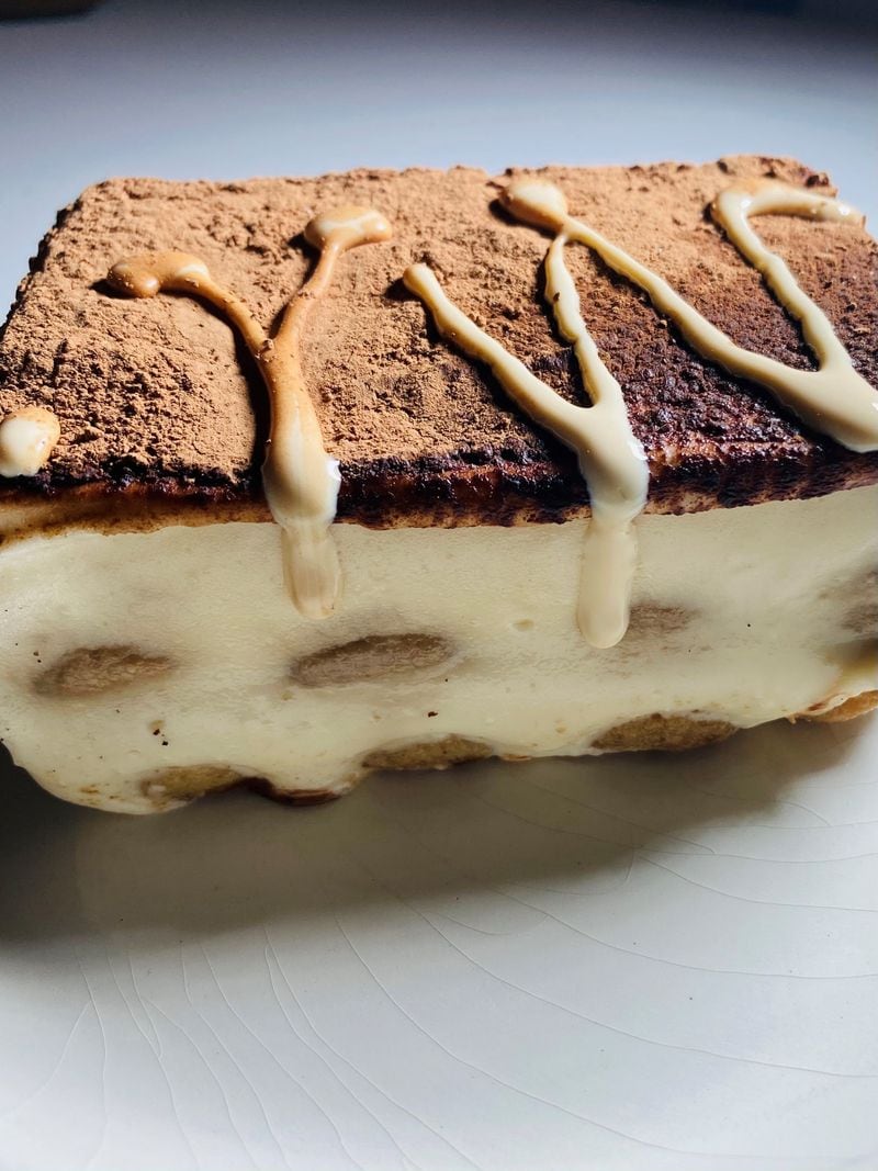 Elsewhere Brewing offers tiramisu with stout-soaked lady fingers, espresso cream and shaved chocolate. Bob Townsend for The Atlanta Journal-Constitution.