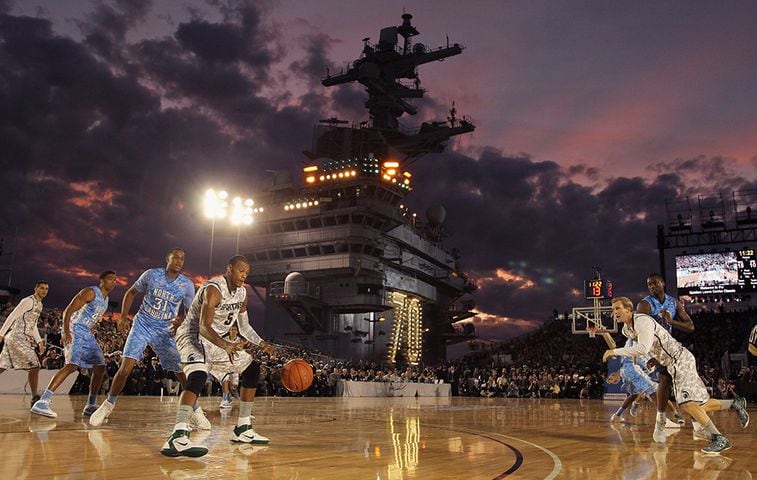 College basketball on an aircraft carrier