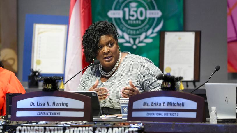 The Atlanta school board decided not to offer Superintendent Lisa Herring a contract extension. Her tenure with the district will end in June 2024. (Jason Getz / Jason.Getz@ajc.com)