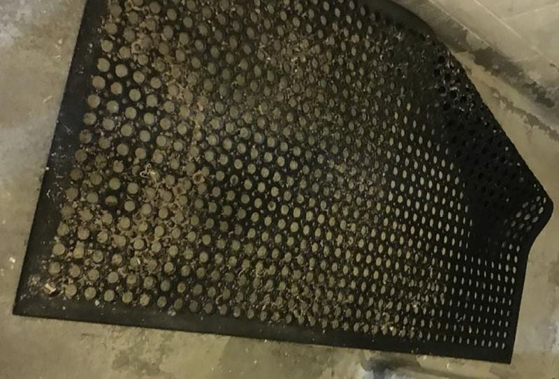 This scum-covered shower mat is among the unsanitary conditions observed during a recent visit to the South Fulton Municipal Regional Jail, according to a federal lawsuit filed on April 10, 2019, by the Georgia Advocacy Office and two women being held there. The lawsuit includes graphic photos and details unimaginable conditions for the women detainees.