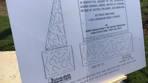 This is a sketch of the national lynching memorial set to be installed near the Leo Frank Memorial in Cobb County.