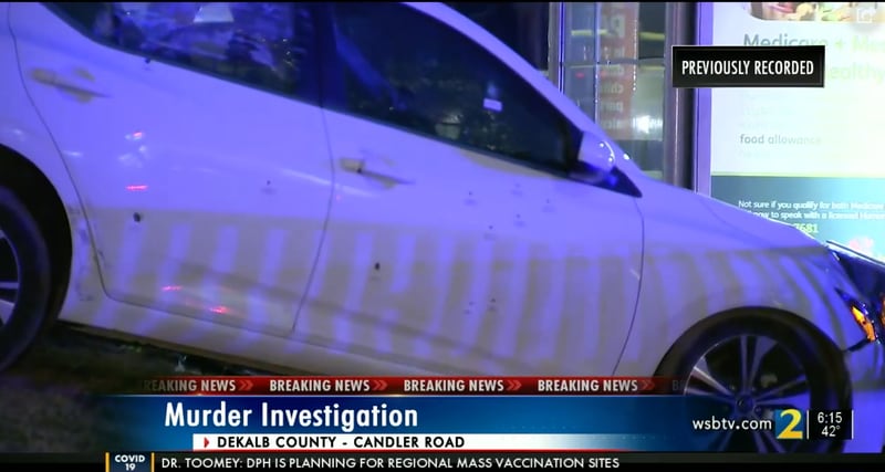 Video shot by Channel 2 Action News appeared to show a car riddled with bullet holes in the parking lot of the restaurant.