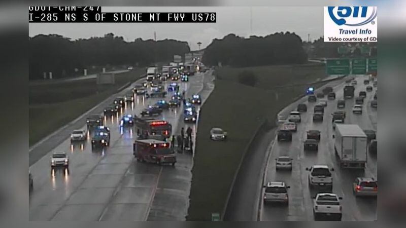 DeKalb police are investigating a shooting near I-285 southbound. (Credit: Georgia Department of Transportation)