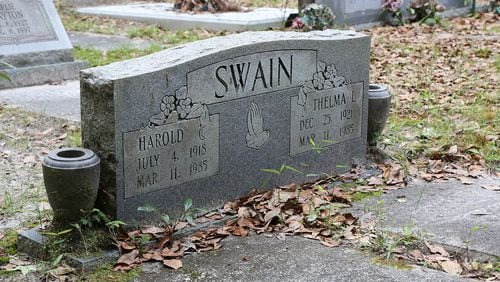 Harold and Thelma Swain are buried in the cemetery next to the church where they were murdered in 1985.