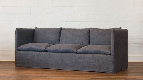 The Finch Sofa ($3,700 and up) an 8-way-hand-tied sofa upholstered in unwashed Belgium linen fabric from the Dixon Rye Collection.
