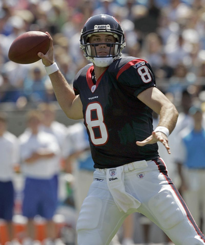 The Texans' Matt Schaub had an '07 salary of $8 million. The Texans went 8-8; he passed for 2,241 yards with 9 TDs and 9 interceptions.