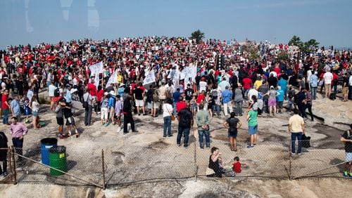 Thousands of people participated in the OneRace event on top of Stone Mountain Saturday. STEVE SCHAEFER / SPECIAL TO THE AJC