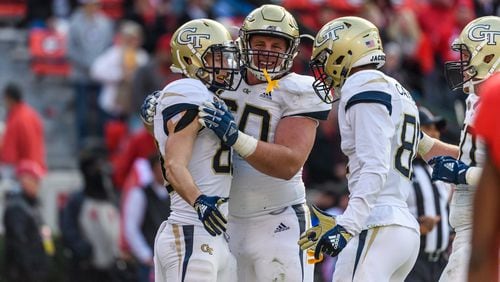 Georgia Tech lineman Brad Morgan will not play his senior season due to pain from a second back injury. He made the announcement August 20, 2019. (Danny Karnik/Georgia Tech Athletics)