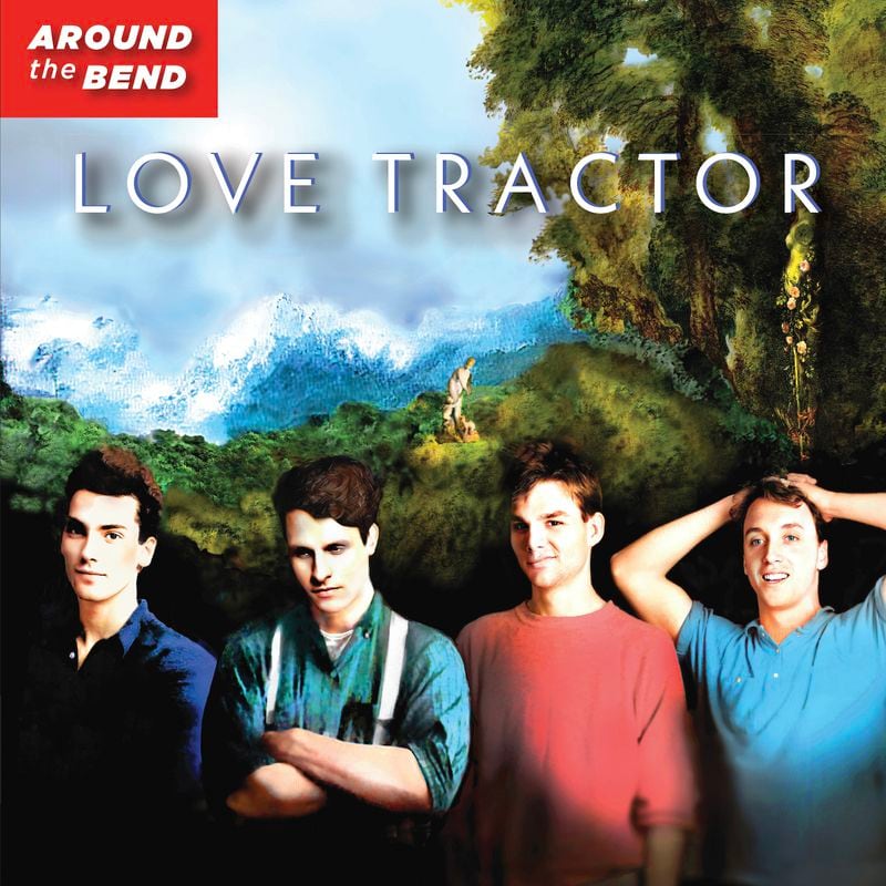 The cover art for Love Tractor's "Around The Bend" 40th Anniversary re-release, 2023. Pictured, left to right - Kit Swartz, Armistead Wellford, Mike Richmond and Mark Cline. Image courtesy of Propeller Sound Recordings.