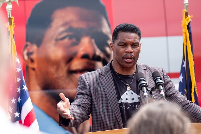 Republican Senate candidate Herschel Walker  was in Washington, D.C., this week for a fundraiser. He is pictured at a campaign stop in Norcross on Friday, Sept. 9, 2022. (Ben Gray for the Atlanta Journal-Constitution)