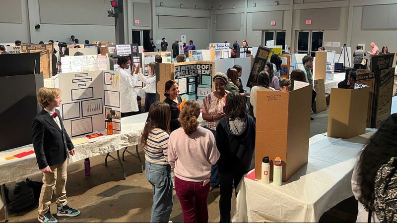 There were more than 100 projects represented at the DeKalb County science fair this year. (Cassidy Alexander/Cassidy.Alexander@ajc.com)
