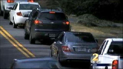 Traffic backs up on Hammond Drive in Sandy Springs in this shot from a Channel 2 Action News video.