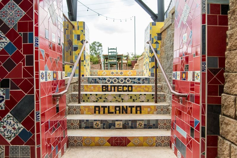 The tiled stairs to the Buteco patio. Photo credit- Mia Yakel.